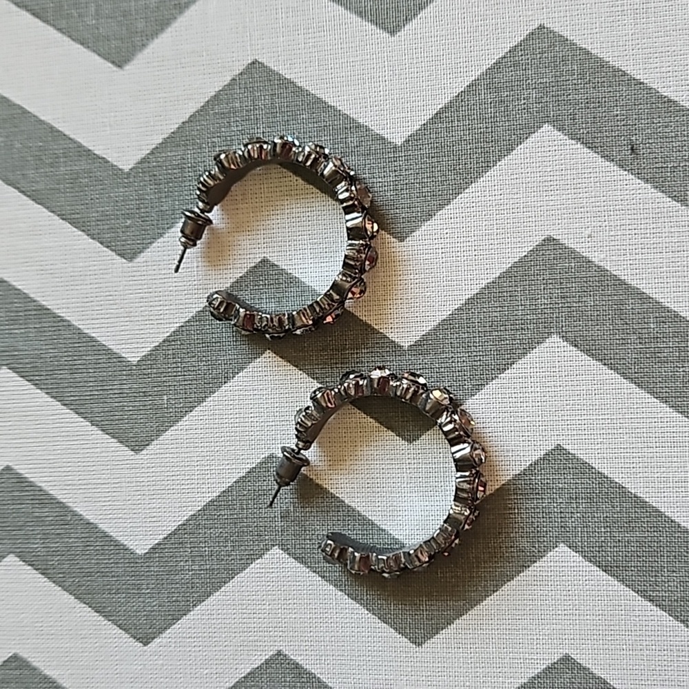 Black sparkley hoop earrings